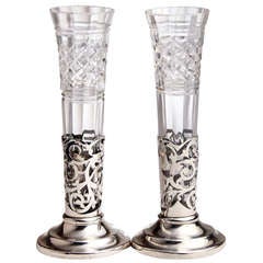 Pair of Crystal and Silver Vases 2
