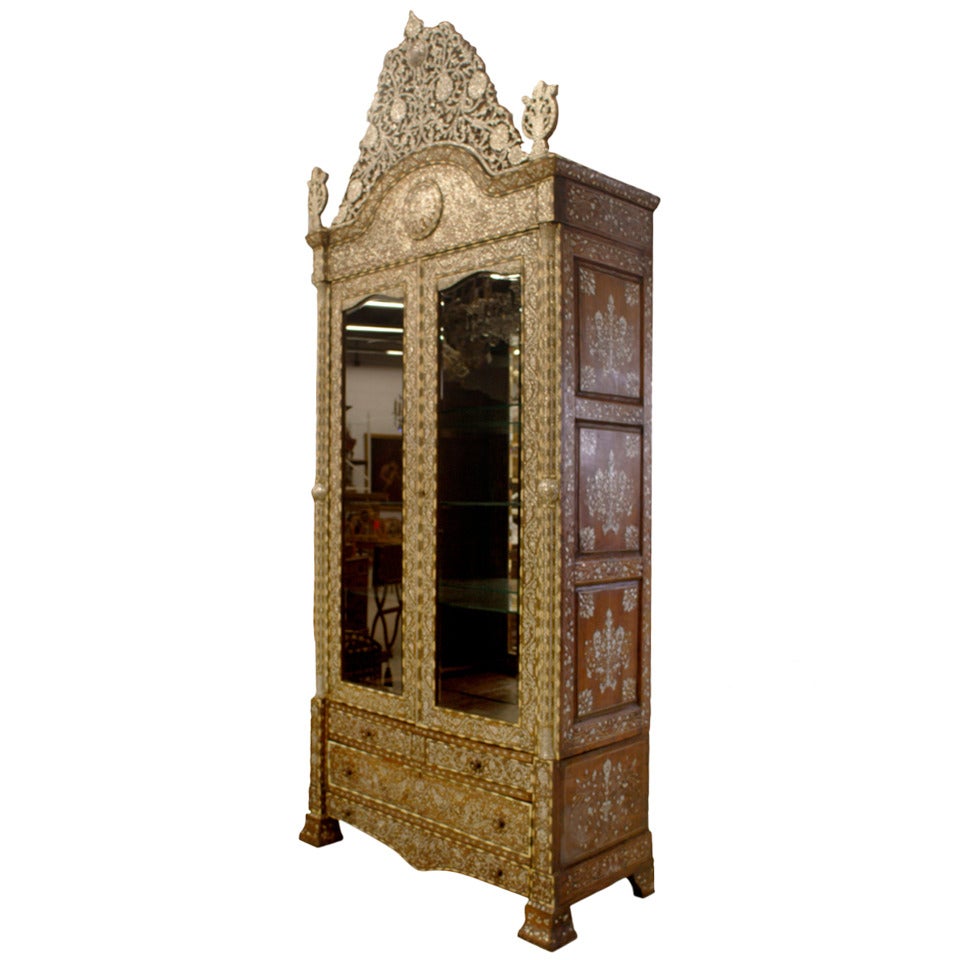 Antique Syrian Inlaid Cabinet