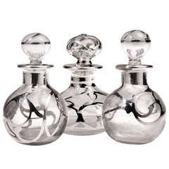 Antique Silver Overlay Perfume Bottles