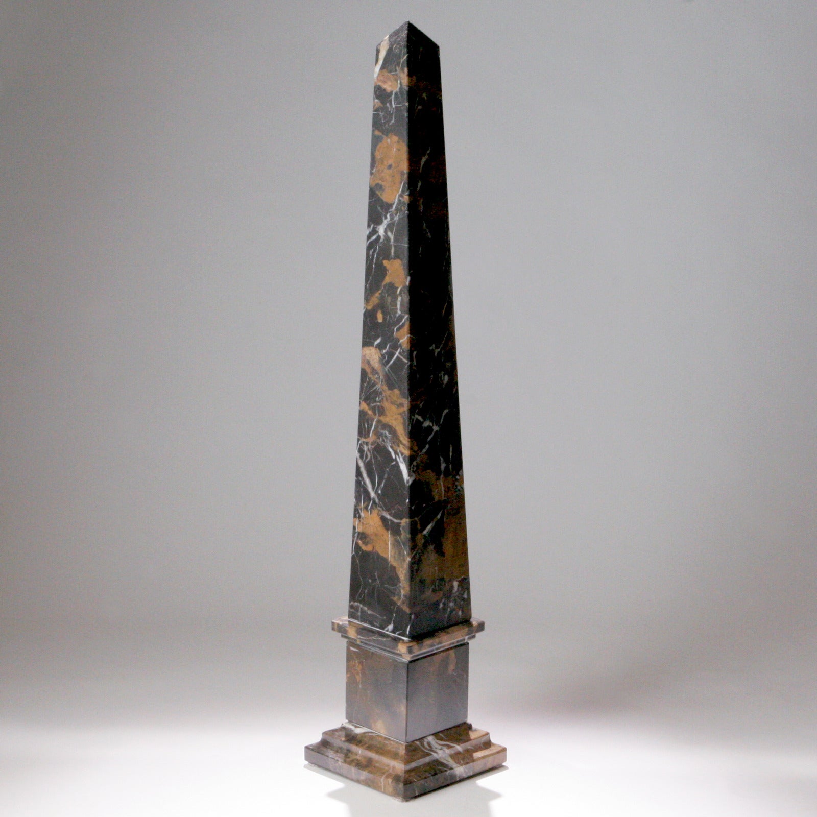Large Black and Gold Marble Obelisk