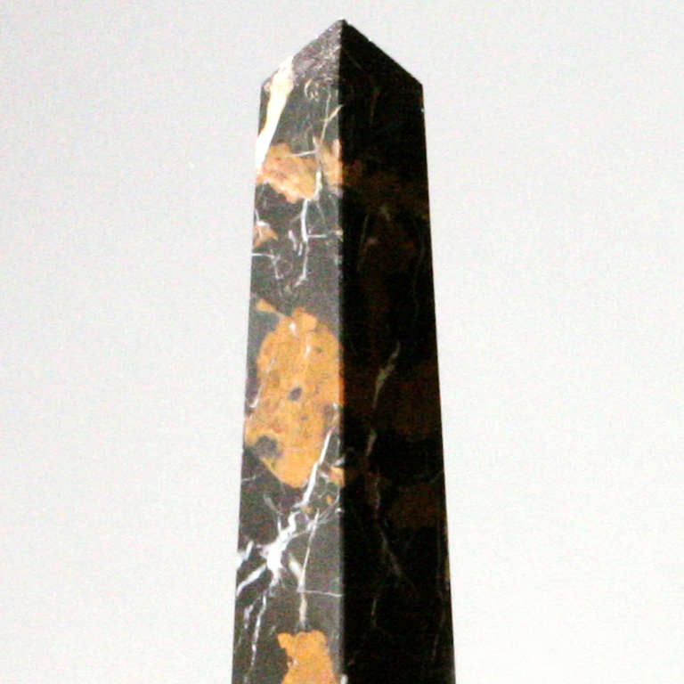 English Large Black and Gold Marble Obelisk