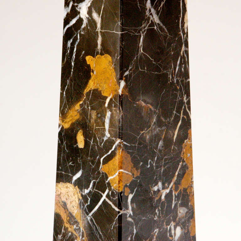 Large Black and Gold Marble Obelisk In Excellent Condition In New York, NY