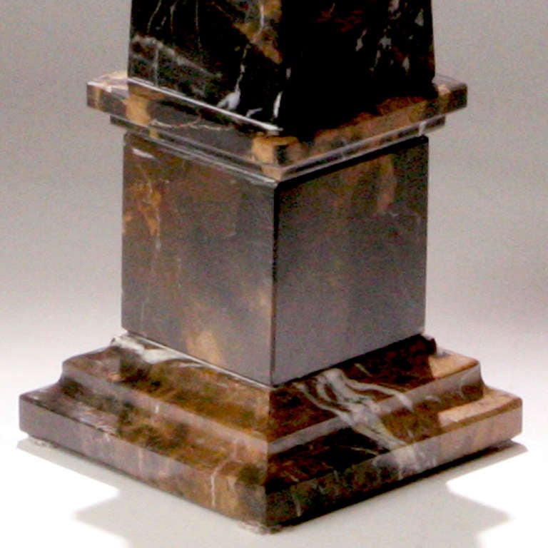 20th Century Large Black and Gold Marble Obelisk