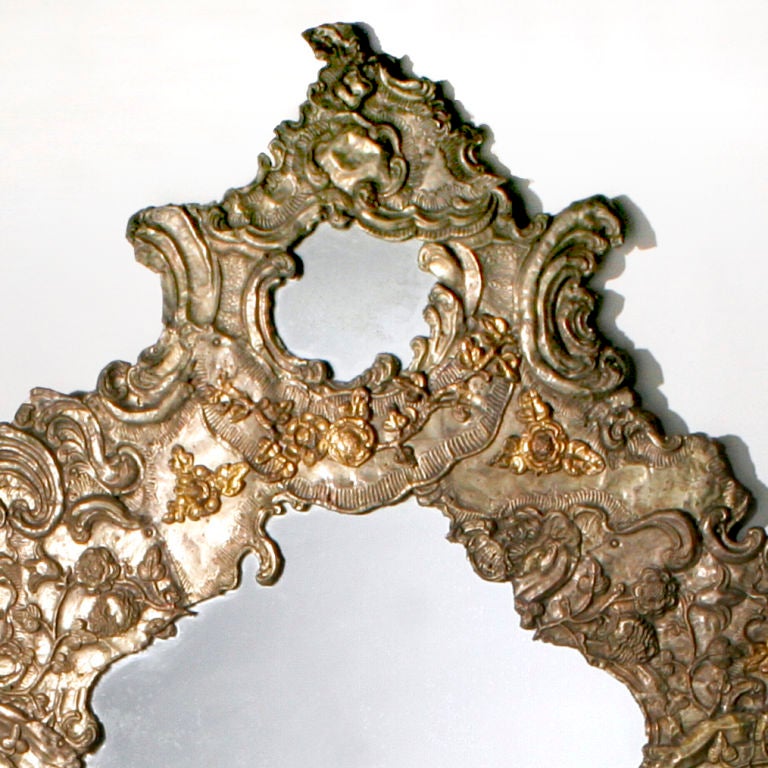 19th Century Italian Repousse Mirror For Sale