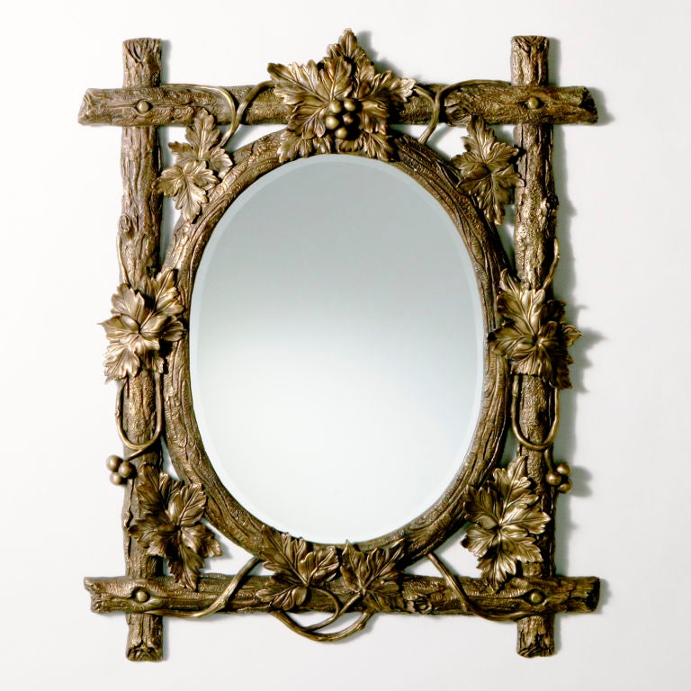 20th Century Bronze Woodland Mirror For Sale