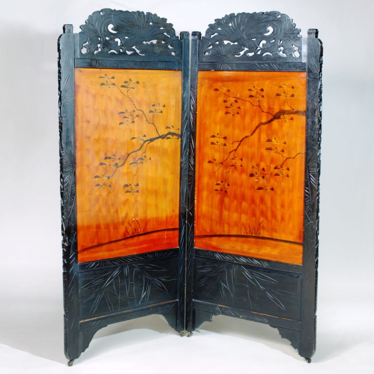 Oriental Lacquered Screen In Excellent Condition In New York, NY