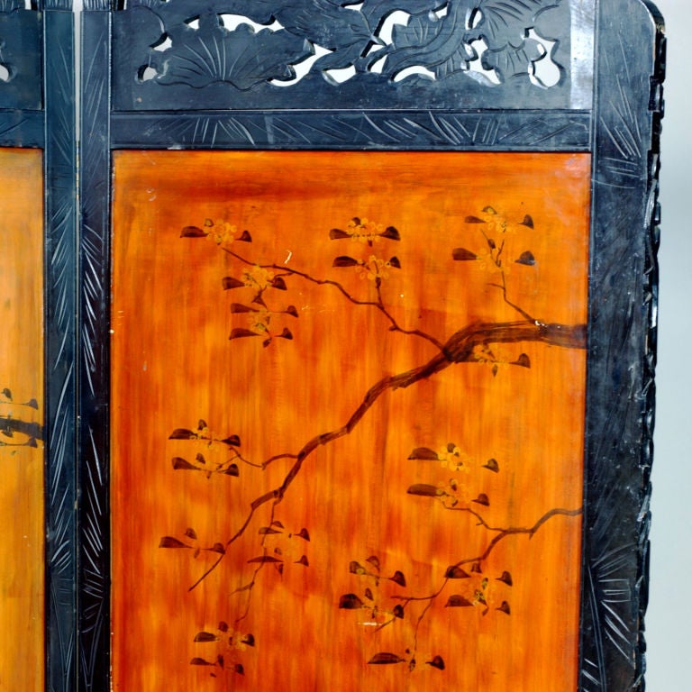 19th Century Oriental Lacquered Screen