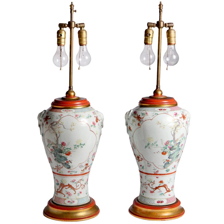 Oriental Flower Lamps For Sale
