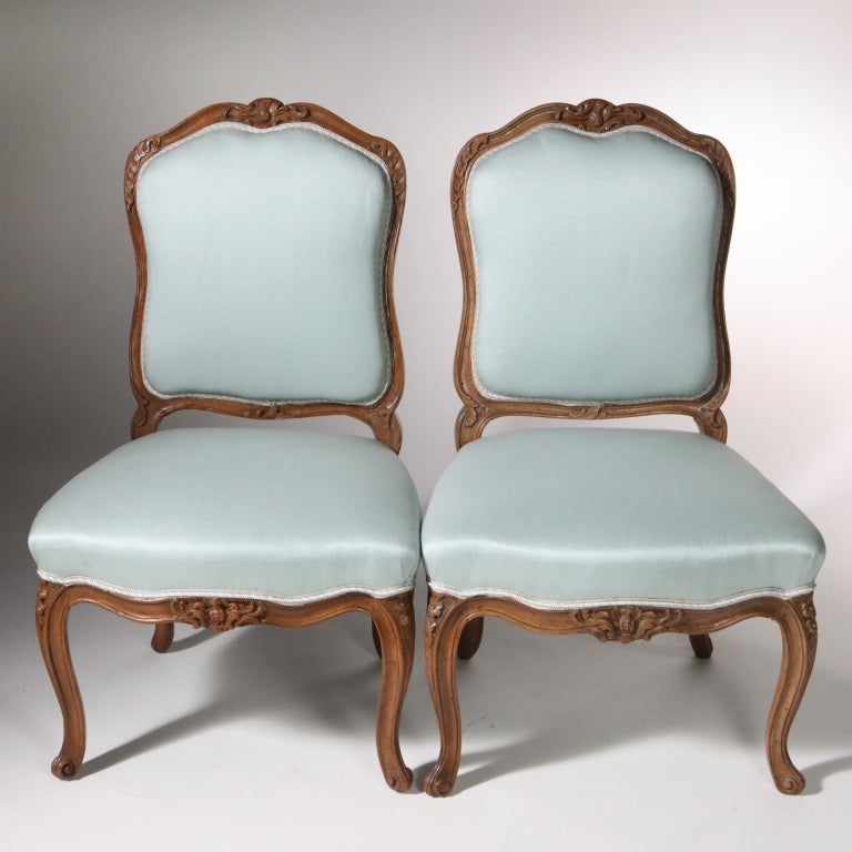 French Walnut Bergere Side Chairs For Sale 1