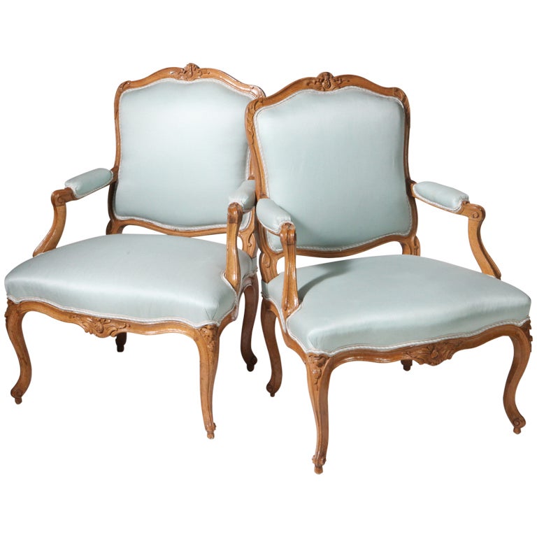 French Walnut Bergere Armchairs