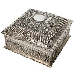 Square Silver Repousse Box