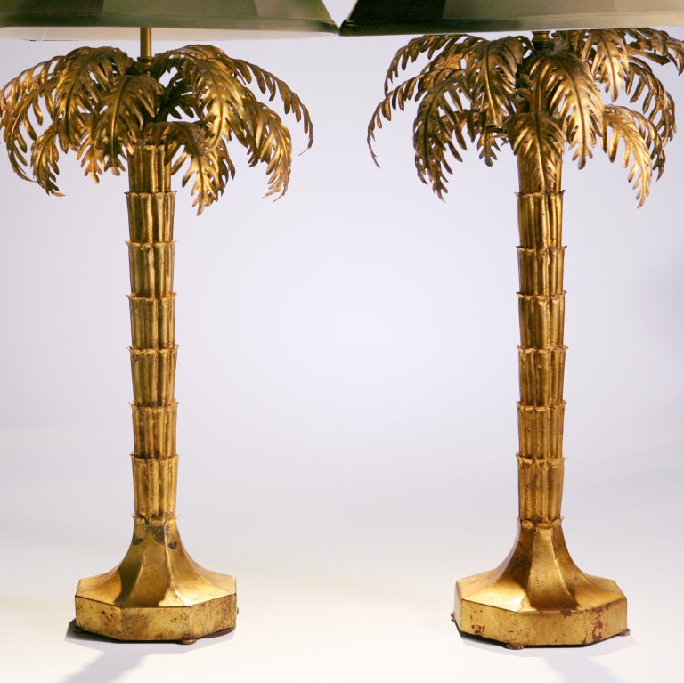 Tole Palm Tree Lamps In Good Condition In New York, NY