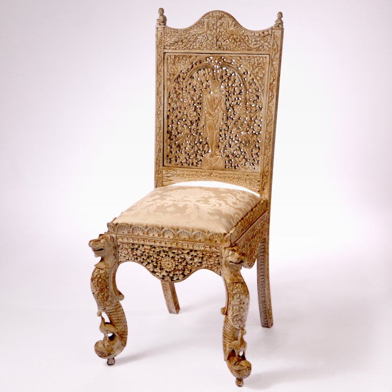 19th Century Carved Burmese Side Chairs