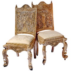 Carved Burmese Side Chairs