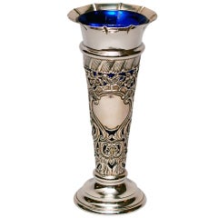 Silver and Cobalt Glass Vase