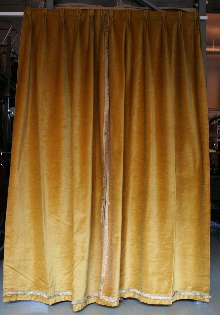 Pair Of Gold Velvet Drapes At 1stdibs