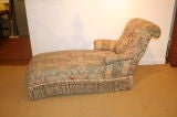 Floral Print Chaise Lounge with Scrolled Back