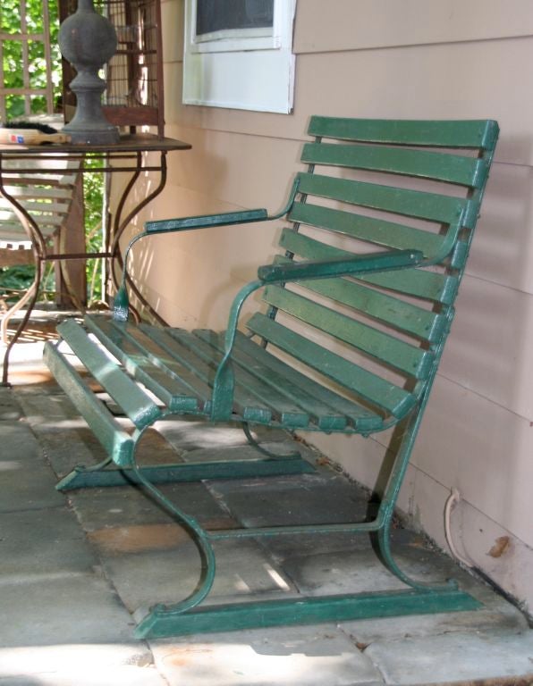 Small Green Garden Bench In Good Condition In Buchanan, NY