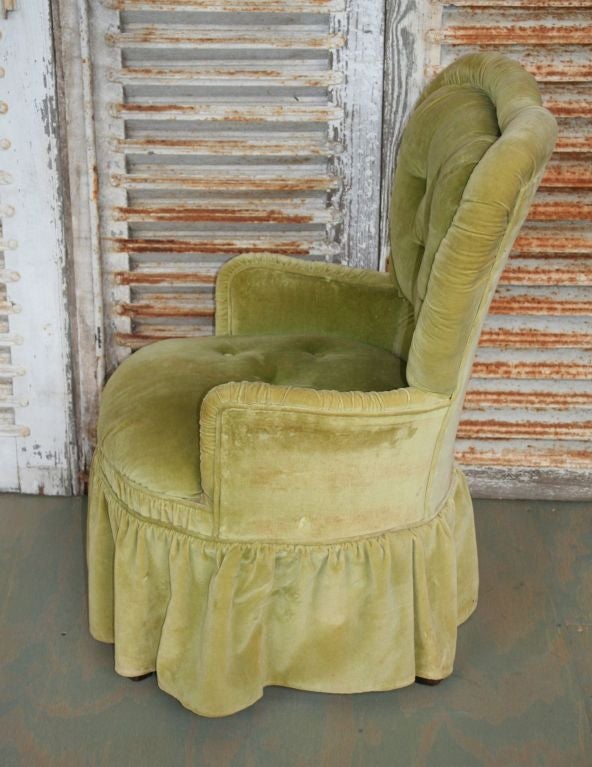 North American Green Velvet Vanity Chair