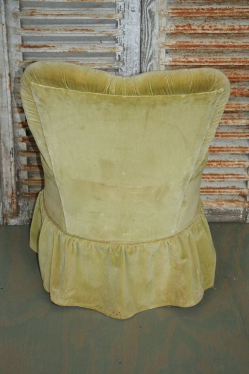 Mid-20th Century Green Velvet Vanity Chair