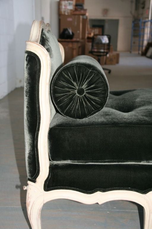 SmallLOuis XV Style French Daybed
,recently upholstered in dark green velvet.