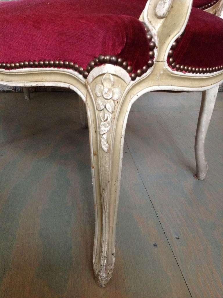 Late 19th C French Settee in Red Velvet 5