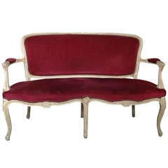 Late 19th C French Settee in Red Velvet