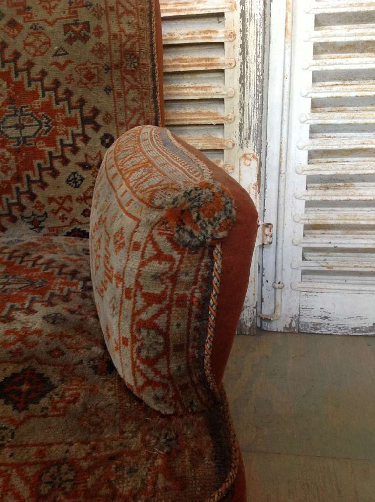 19th Century Napoleon III Armchair in Vintage Tapestry Fabric For Sale