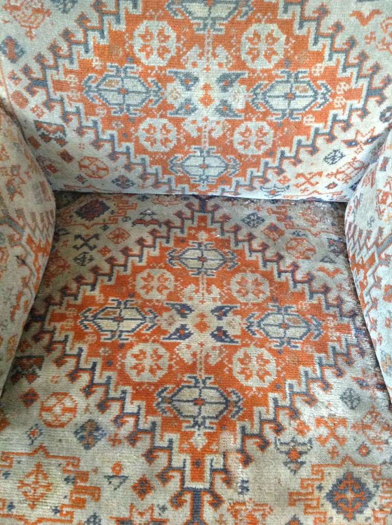 19th Century Napoleon III Armchair in Vintage Tapestry Fabric For Sale