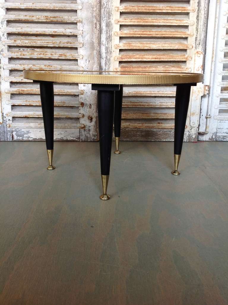 French 1960's Coffee Table with Black Glass Designed Top 1