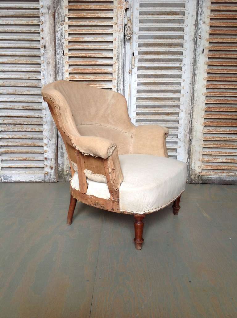 Napoleon III Pair of French 19th Century Armchairs in Muslin