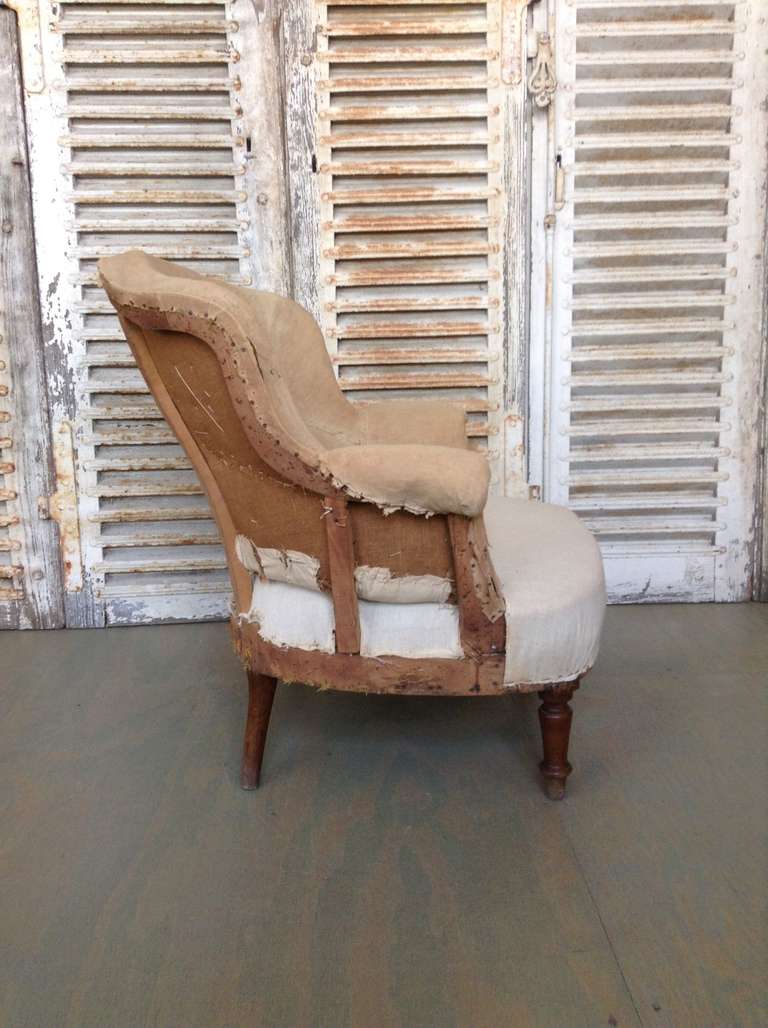 Pair of French 19th Century Armchairs in Muslin 1