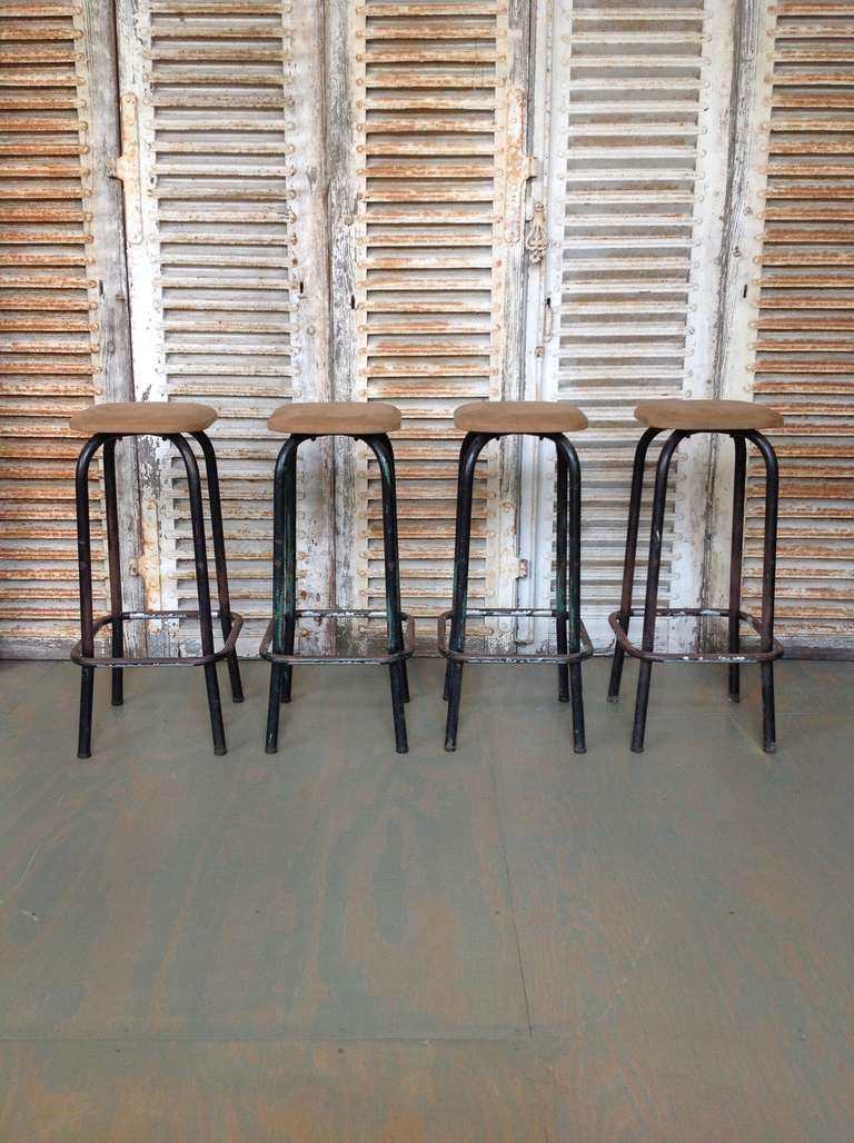 Set of 4 French 1940's Bar Stools
