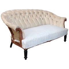 Large French 19th Century Tufted Sofa with Rolled Arms and Back 3
