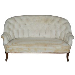 Antique French 19th C. Rounded Back Tufted Sofa