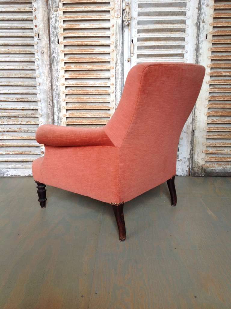 salmon velvet chair