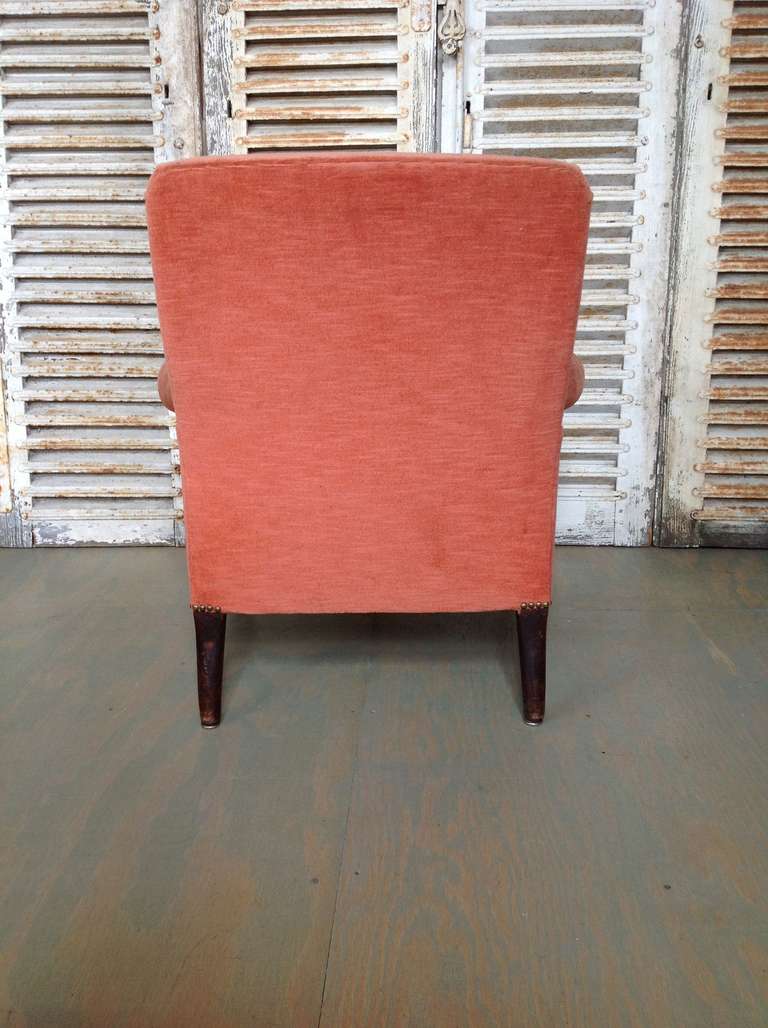 19th Century French Armchair in Salmon Colored Velvet