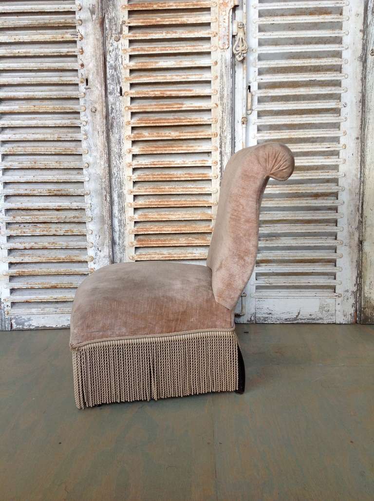 Pair of French 19th C. Scrolled-back Slipper Chair