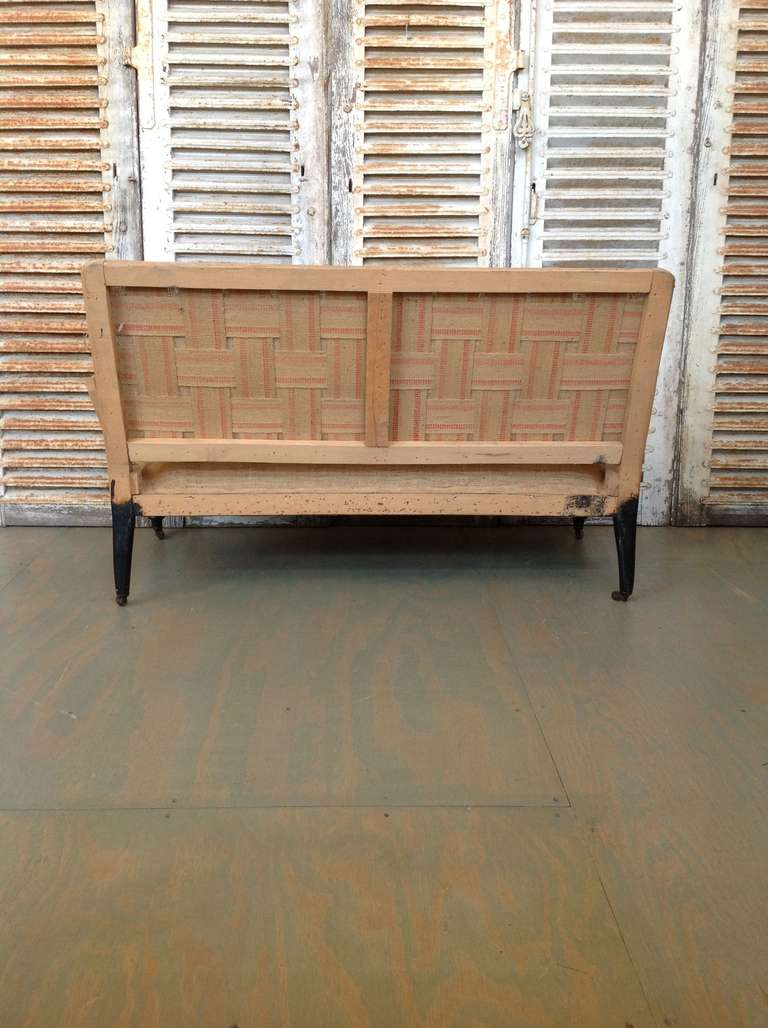 French 19th Century Sofa with Square Arms in Burlap 1