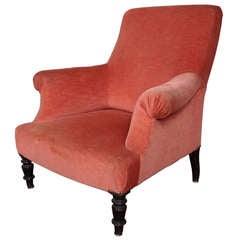 French Armchair in Salmon Colored Velvet