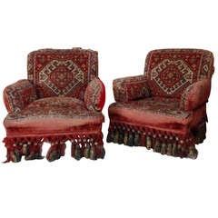 Pair Napoleon III Armchairs With Tapestry Fabric 3