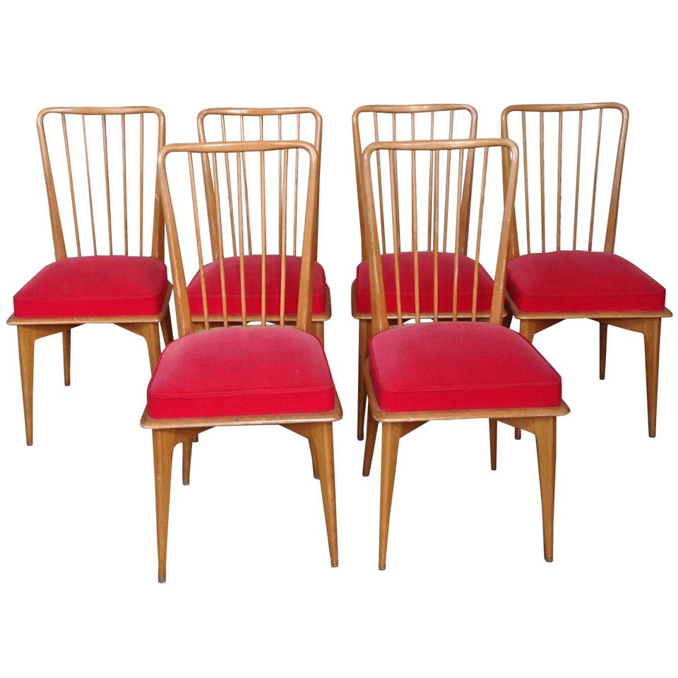 Set of Six Mid-Century Modern Dining Chairs