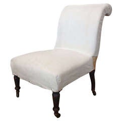 French 19th Century Slipper Chair with Rolled Back