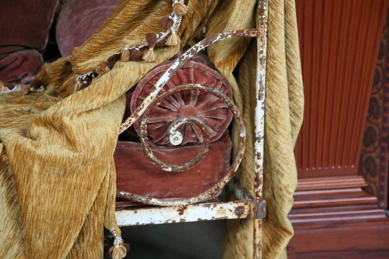 19th c. french iron canopy fabric bed