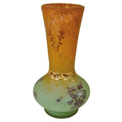 Superb Daum Nancy Cameo & Enameled Vase: " Glycine "