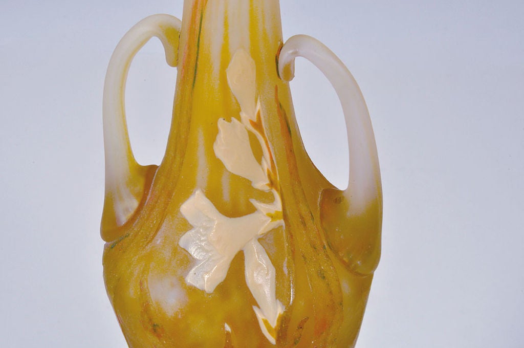 Superb Daum Nancy Tall Vase: Model "Pervenche"