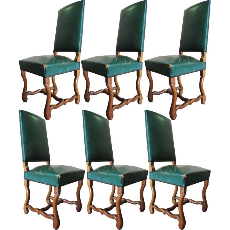 Elegant set of 6 French "Os de Mouton" Dining chairs