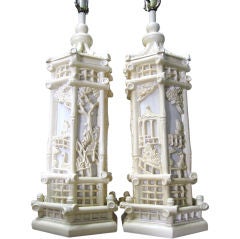 Pair of Pagoda Top Table Lamps