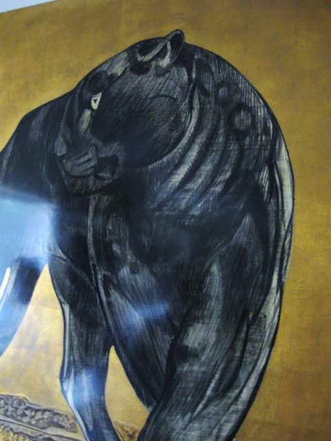 Gold Leaf Spectacular Paul Jouve Panel : Black Panthers, 1930's