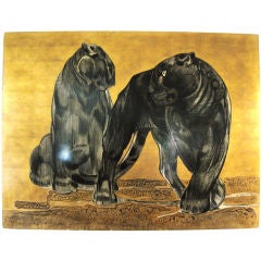 Spectacular Paul Jouve Panel : Black Panthers, 1930's